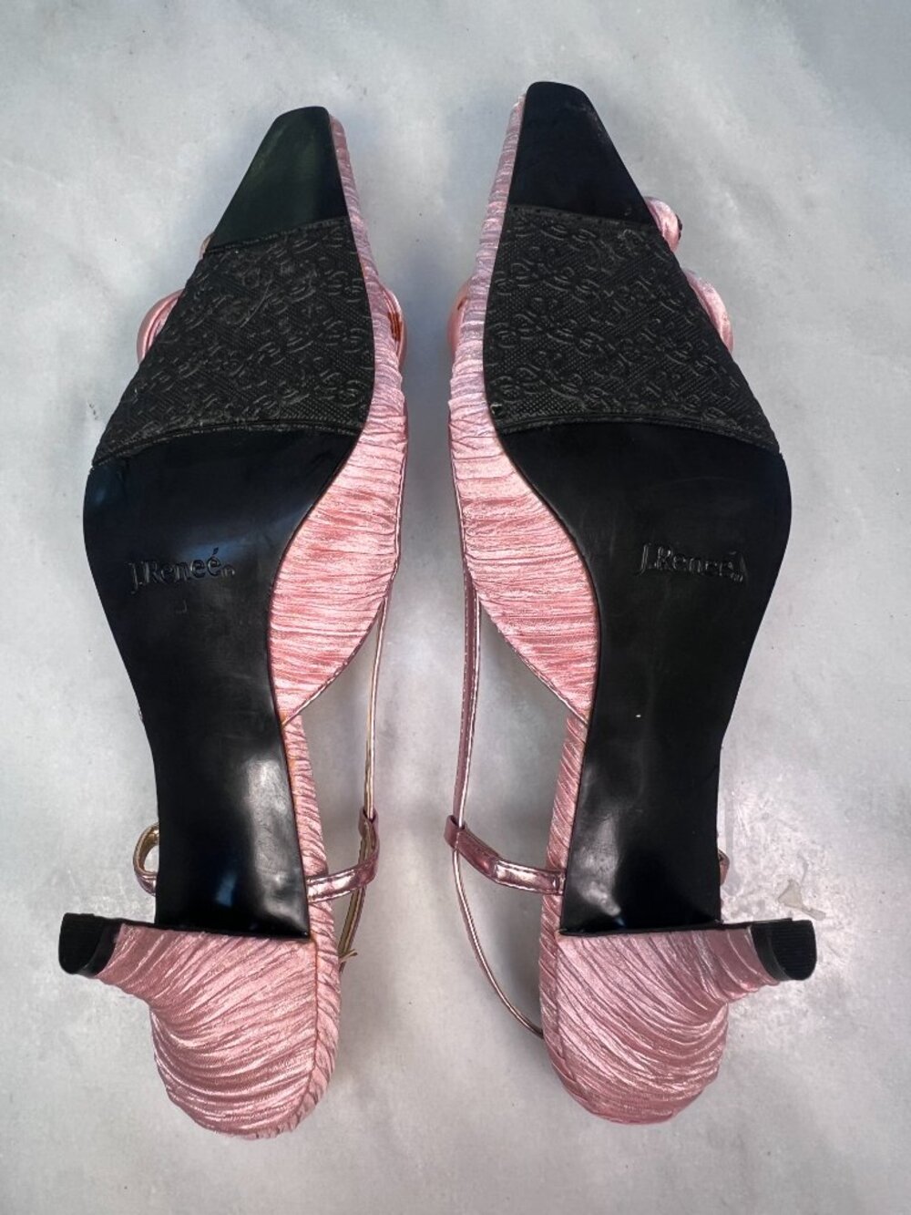 J.Renee Alida Slingback Soft Pink Fabric Butterfly Heels Size 8 - Vintage - Picture 6 of 9